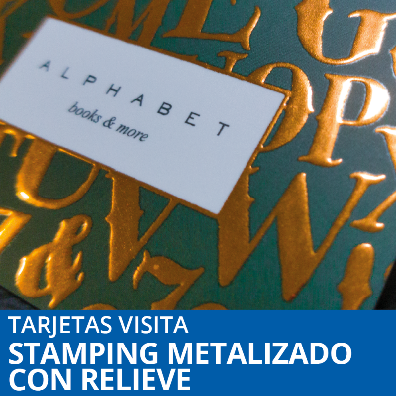Tarjetas Visita Stamping Metalizado con Relieve