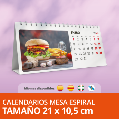 Calendarios Mesa con Espiral 21x10,5 cm
